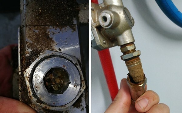 Interior de un satélite con impurezas en el interior.