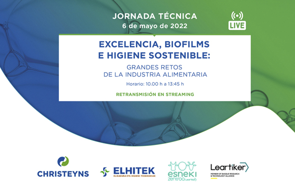 Inscripciones abiertas para la jornada técnica “Excelencia, biofilms e higiene sostenible”